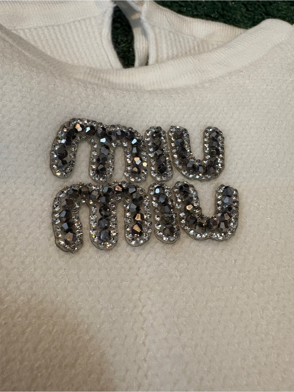 Miu Miu White Girls' Crystal Logo Halter Top SIZE M - Picture 3 of 4